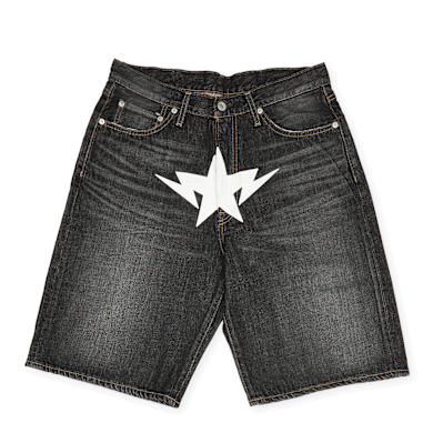 Buy A Bathing Ape Twin Sta Relaxed Fit Denim Shorts in grey