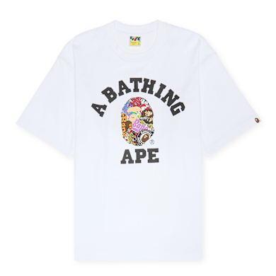 Buy A Bathing Ape Multi Logo College Relaxed Fit Tee M white in