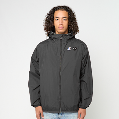 BLACK COMME des GARCONS　フードジャケット Black Comme Des Garçons asymmetric-hem Artificial Leather Jacket