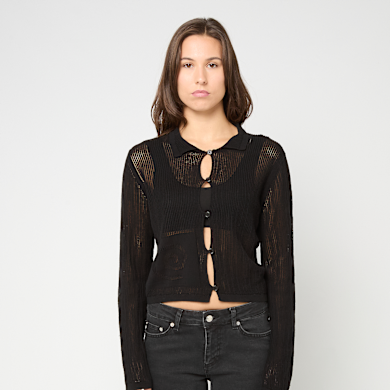Buy Brain Dead Mesh Knit Spiral Cardigan in black | 3071-BLK | solebox