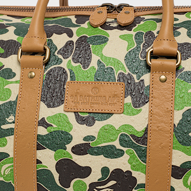 Buy A Bathing Ape ABC Camo PU Ostrich Boston Bag M in green