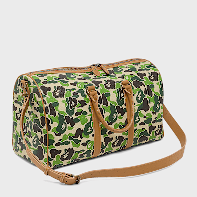 バッグ Bape ABC CAMO PU OSTRICH BOSTON BAG Buy A Bathing Ape ABC Camo PU Ostrich Boston Bag M in green