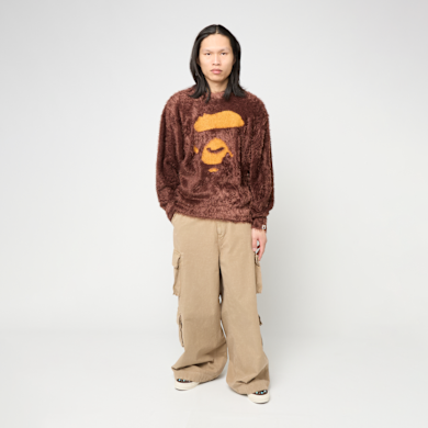 APE FACE SHAGGY SWEATER シャギーニット Buy A Bathing Ape Ape Face Shaggy Sweater in brown