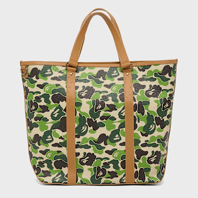 Buy A Bathing Ape ABC Camo PU Ostrich Tote Bag M in green