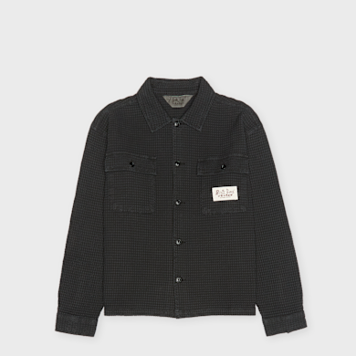 Buy Brain Dead Waffle Button Front Shirt in black | 3612-BLACK