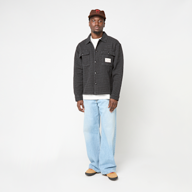 Buy Brain Dead Waffle Button Front Shirt in black | 3612-BLACK