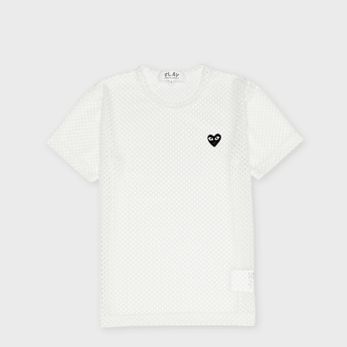 Buy Comme des Garcons Play T-Shirt Red Emblem Mesh Black Heart in