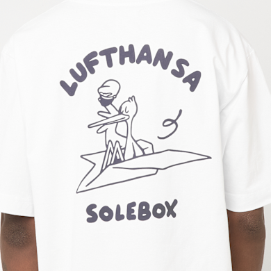 Buy solebox x Lufthansa T-Shirt Paperplane in white | SBXLUFTHANSA