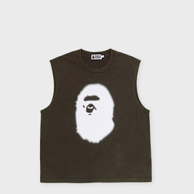 Buy A Bathing Ape Heavy Wash Ape Head Cropped Fit Tank Top black