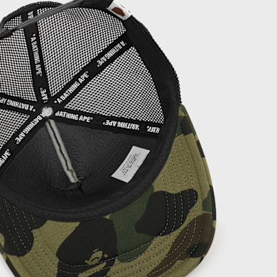 Buy A Bathing Ape 1st Camo NYC Logo Mesh Cap green in green