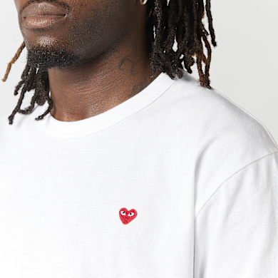 Buy Comme des Garcons Play T-Shirt Mini Red Heart Logo in white