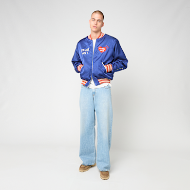 Buy HUMAN MADE Satin Jacket in blue | HM31JK008-BL | solebox