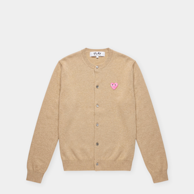 Buy Comme des Garcons Play Round Neck Cardigan Pink Emblem in