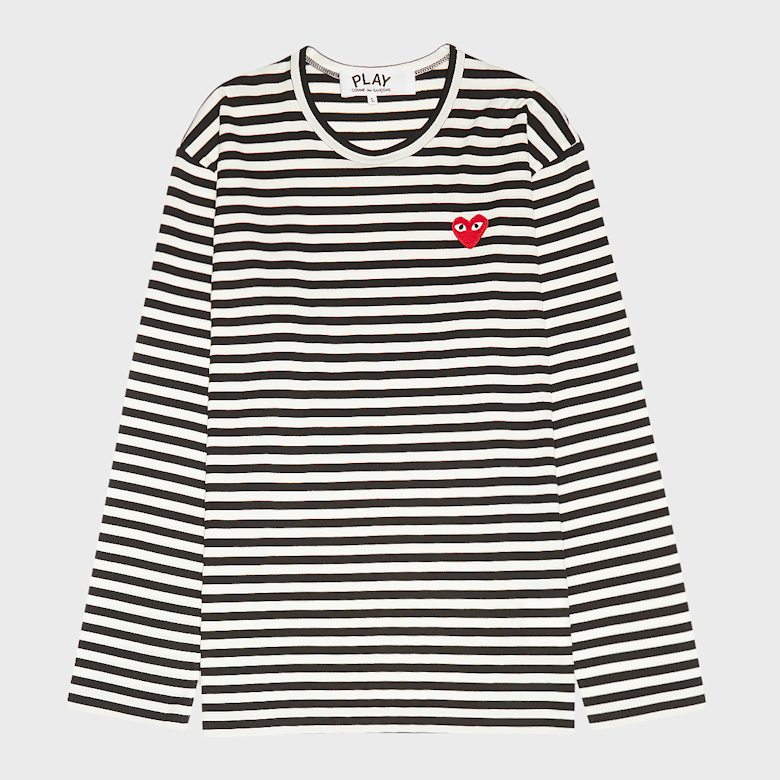 Buy Comme des Garcons Play Play Red Heart Striped Long Sleeve T