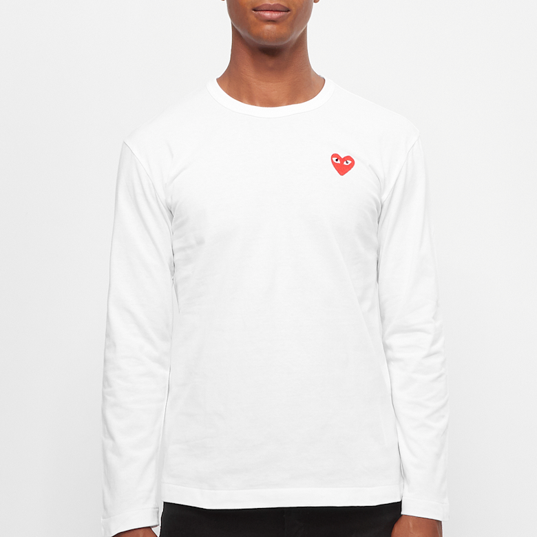 Buy Comme des Garcons Play Red Heart Longsleeve in white | AZ-T118