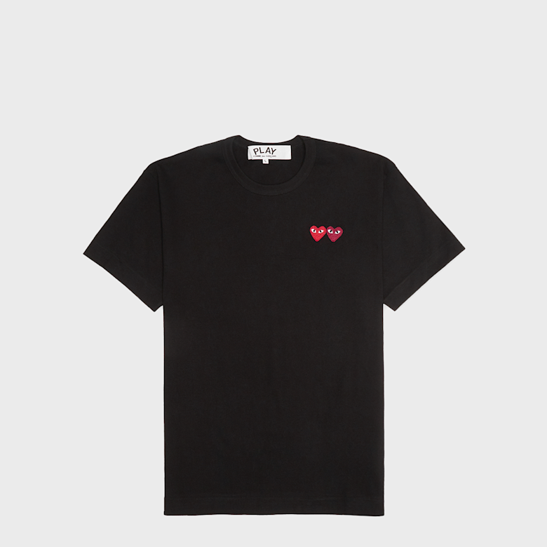 Buy Comme des Garcons Play Play Two Heart T-Shirt in black | AX