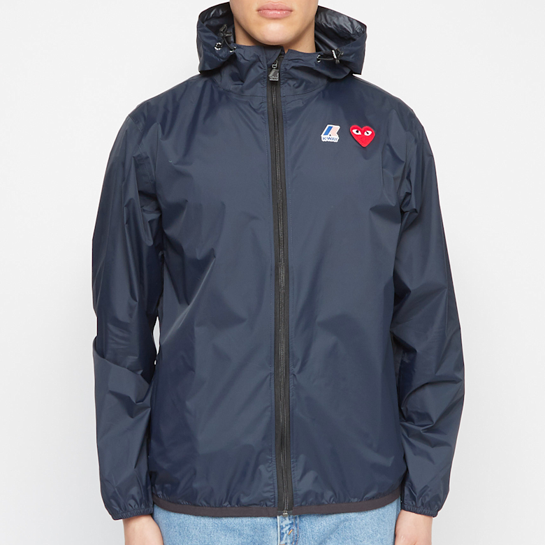 Buy Comme des Garcons Play K-Way Jacket Full Zip in blue | AZ-J501
