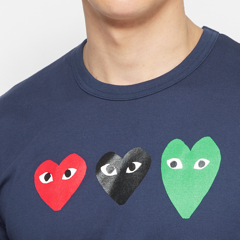 Buy Comme des Garcons Play Play Logo T-Shirt in blue | P1T186-1