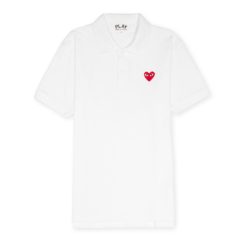 PLAY COMME des GARÇONS ポロシャツ M Buy Comme des Garcons Play Play Polo Shirt Red Heart in white