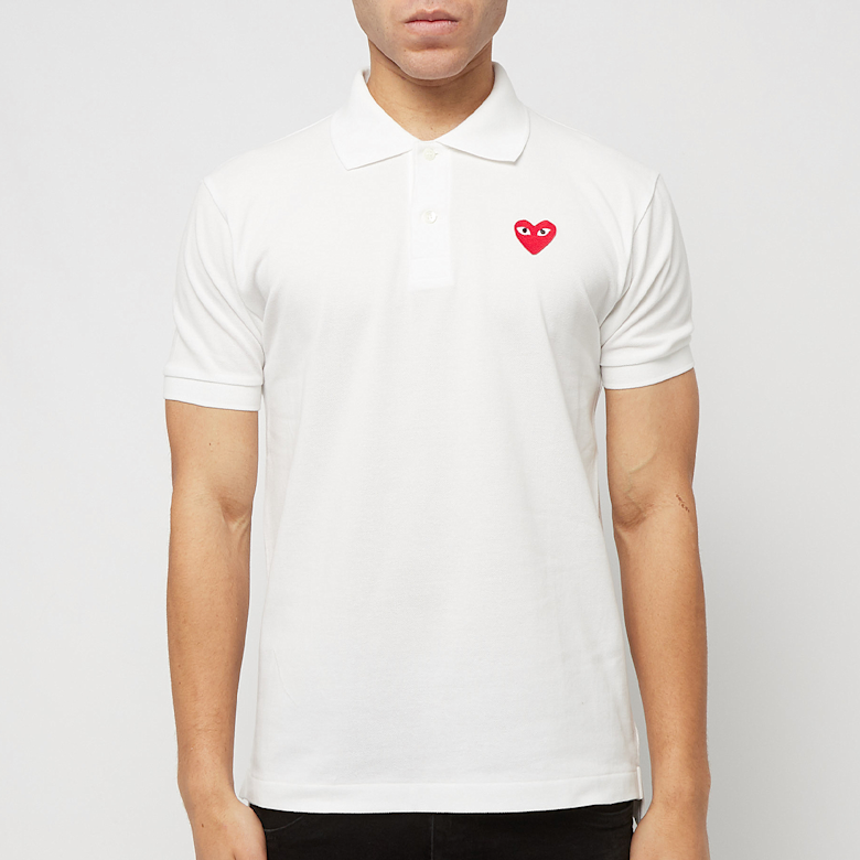 Buy Comme des Garcons Play Play Polo Shirt Red Heart in white