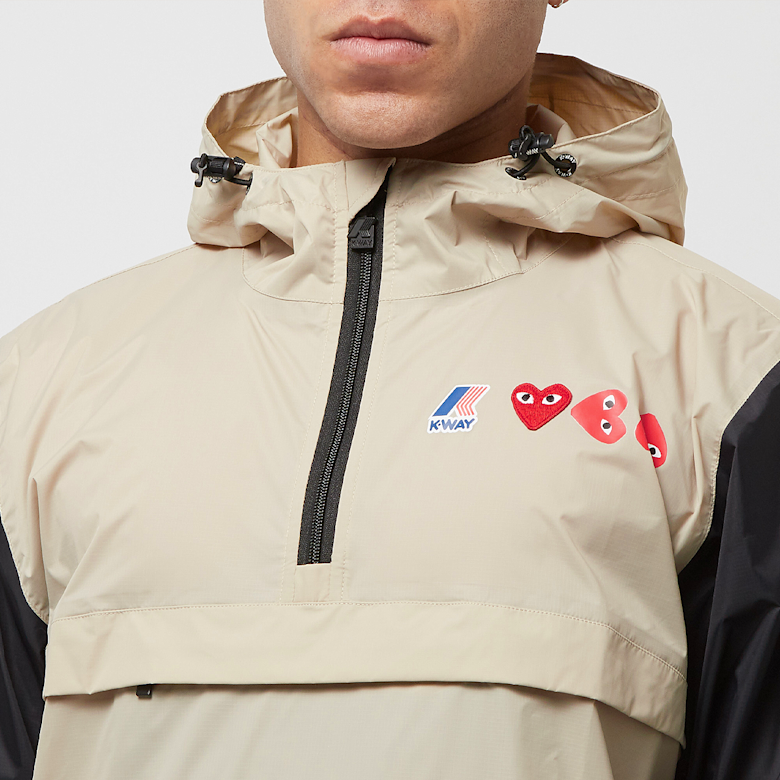 Buy Comme des Garcons Play K-Way Half Zip Jacket in beige | P1J506