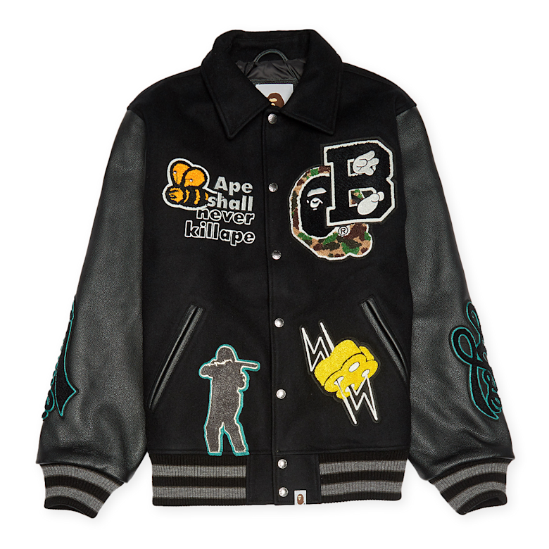 Buy A Bathing Ape Varsity Jacket in black | 001HJK301002MBLK at