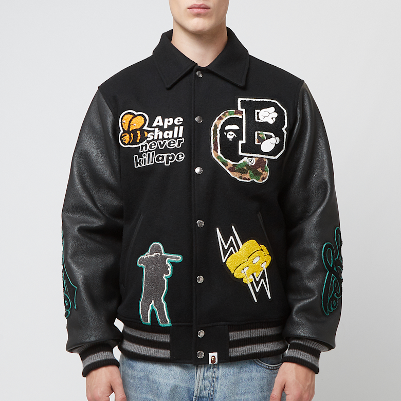 Buy A Bathing Ape Varsity Jacket in black | 001HJK301002MBLK at