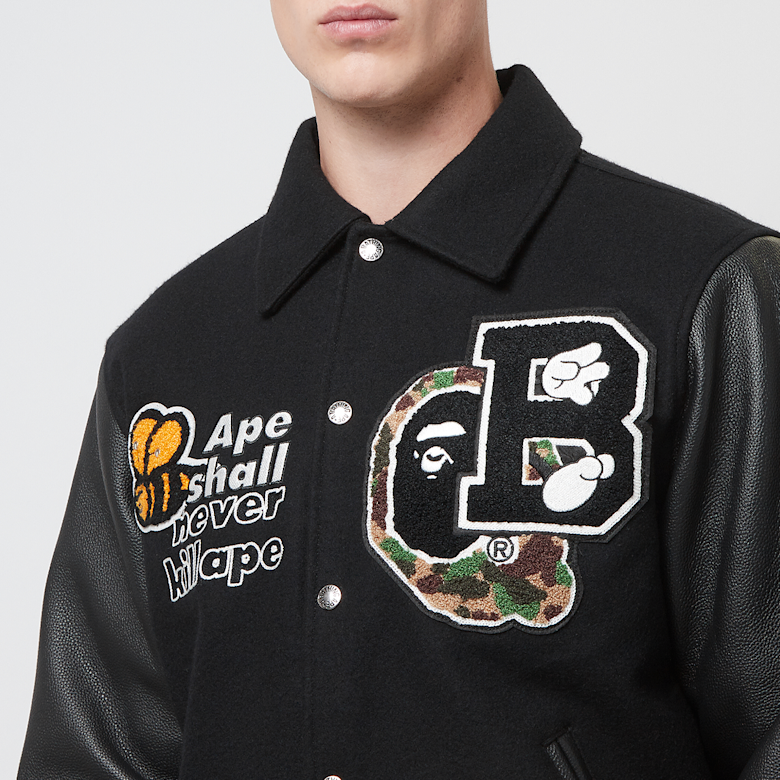 Buy A Bathing Ape Varsity Jacket in black | 001HJK301002MBLK at