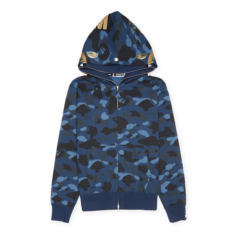 トップス COLOR CAMO DOUBLE SHARK FULL ZIP HOODIE Buy A Bathing Ape Color Camo Double Shark Full Zip Hoodie in blau