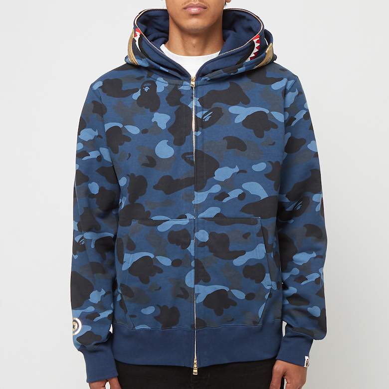 Buy A Bathing Ape Color Camo Double Shark Full Zip Hoodie in blau