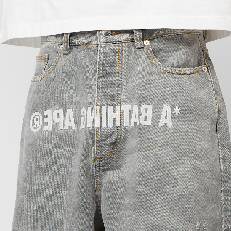 Buy A Bathing Ape 1St Camo Destroyed Loose Fit 12Oz Denim Pants in