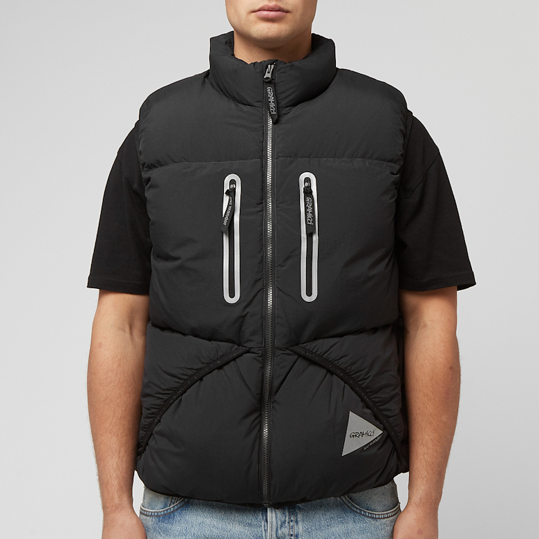 Buy Gramicci x And Wander Down Vest in black | GUJ4-F3001-M-BLK