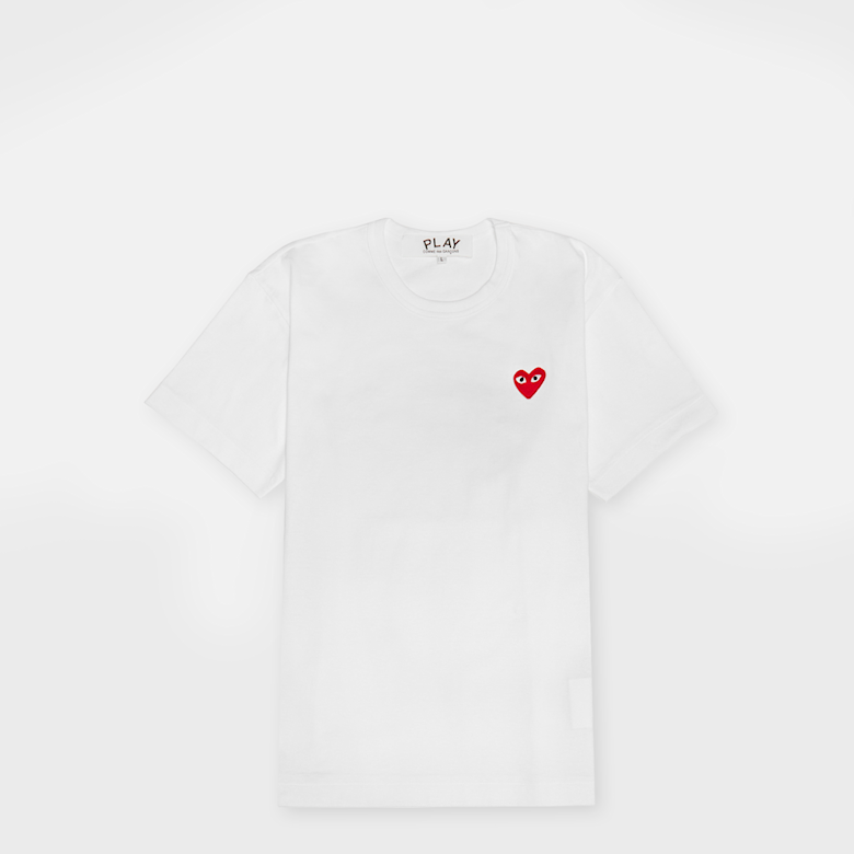 Buy Comme des Garcons Play Small Red Heart T-Shirt in white | AX