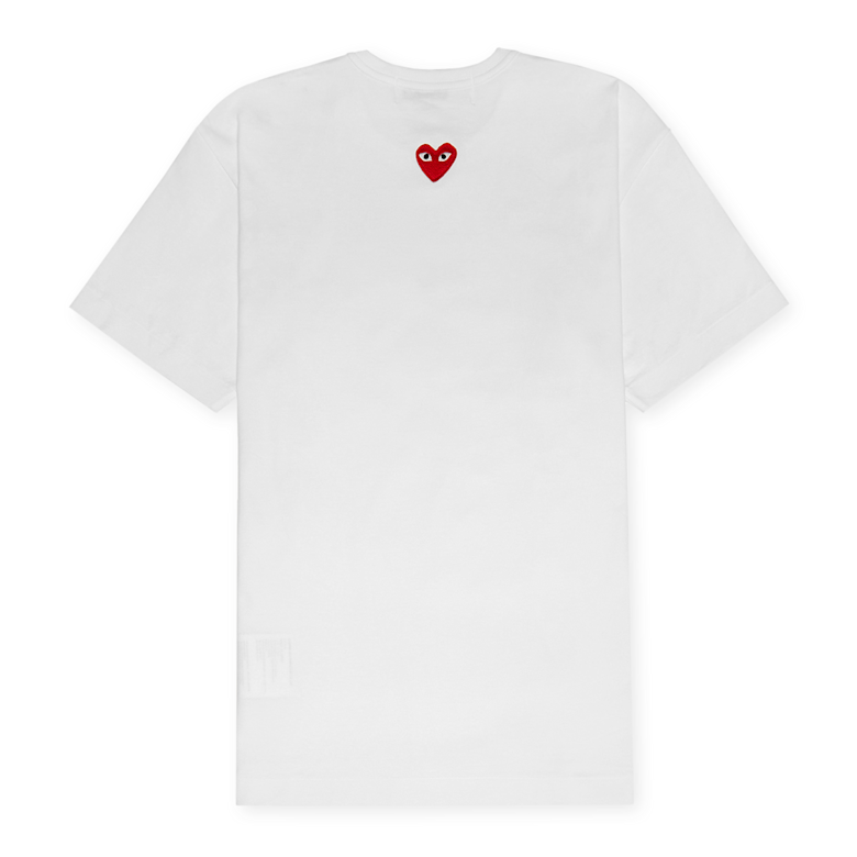 Buy Comme des Garcons Play Small Red Heart Neck T-Shirt White in