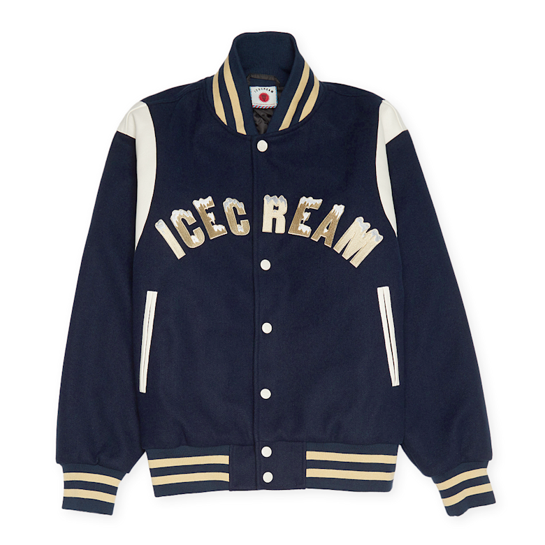 Buy ICECREAM Drip Varsity Jacket in blauw | IC24301-NVY at solebox