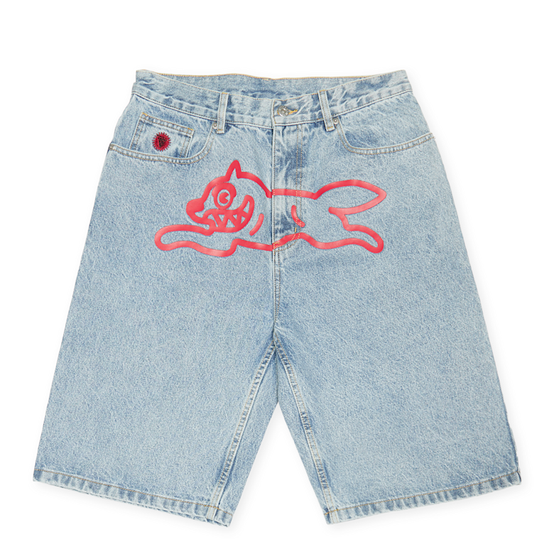 Buy ICECREAM Running Dog Denim Shorts in light wash blue