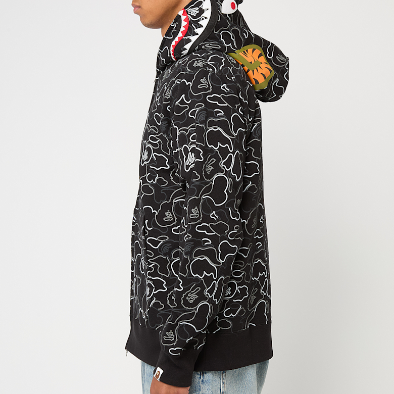 Buy A Bathing Ape Neon Camo Shark Full Zip Hoodie in black