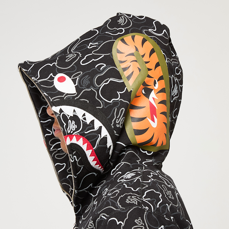 Buy A Bathing Ape Neon Camo Shark Full Zip Hoodie in camouflage