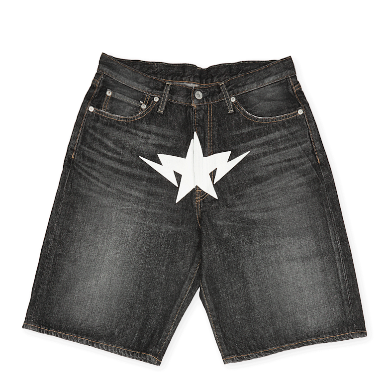 Buy A Bathing Ape Twin Sta Relaxed Fit Denim Shorts in grey