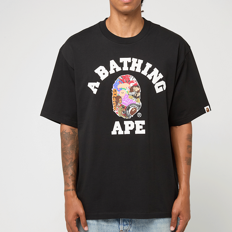 Buy A Bathing Ape Multi Logo College Relaxed Fit Tee in schwarz
