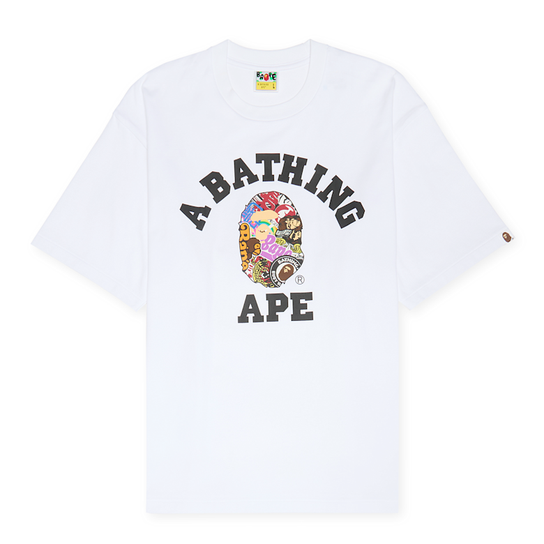 Buy A Bathing Ape Multi Logo College Relaxed Fit Tee M white in