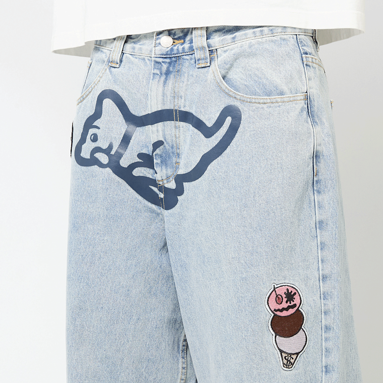 Buy ICECREAM Running Puppy Patch Triple Scoop Denim Pant in blue
