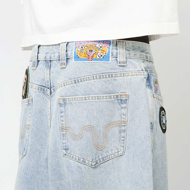 Buy ICECREAM Running Puppy Patch Triple Scoop Denim Pant in blue