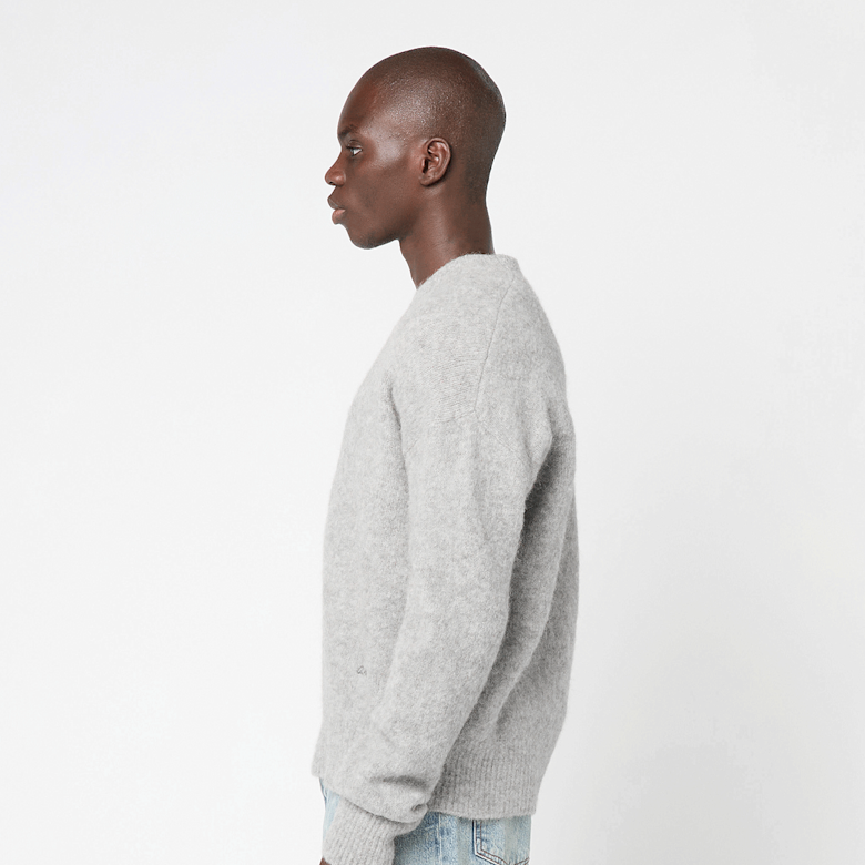 Buy AMI PARIS Knit Alpaga gris Wool Knit Alpaca Crewneck Pullover