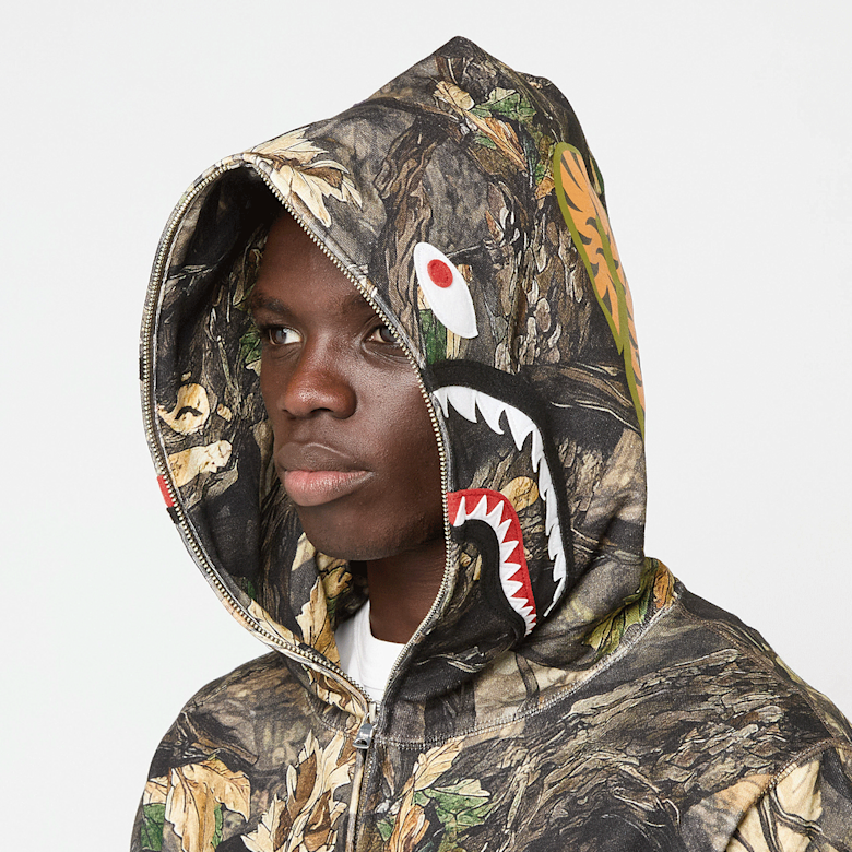 Buy A Bathing Ape Tree Edge Camo Shark Relaxed Fit Full Zip Hoodie