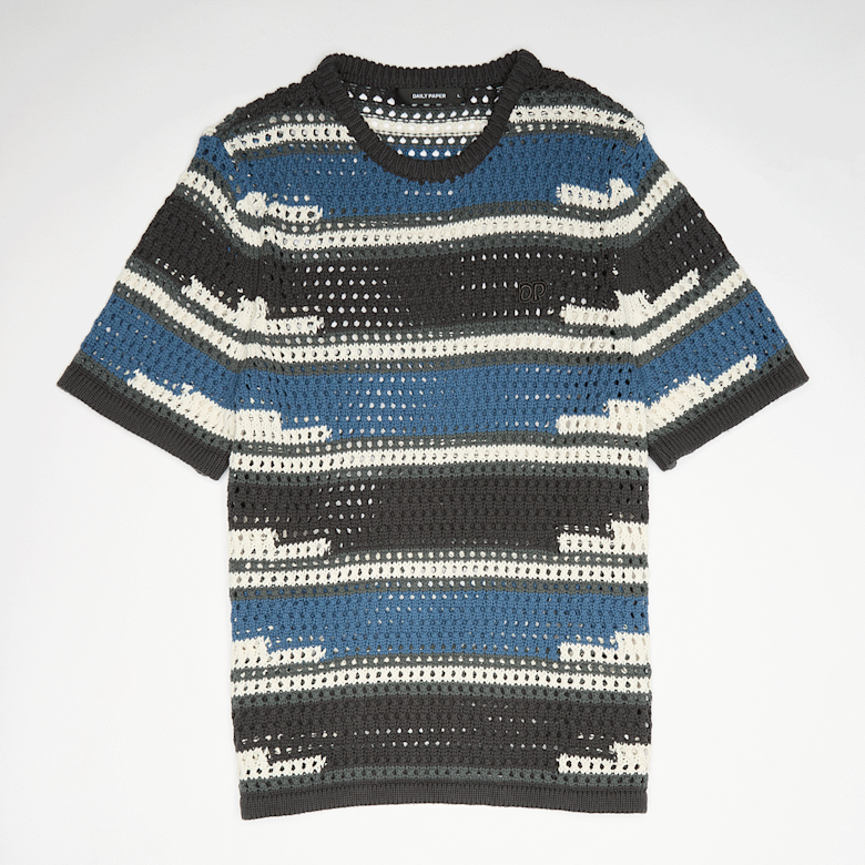 Buy Daily Paper Kente Stripe Knit T-Shirt in grijs | 2610006-GRY