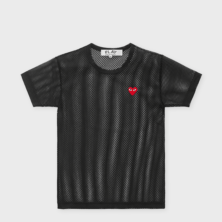 Buy Comme des Garcons Play T-Shirt Red Emblem Mesh Red Heart in