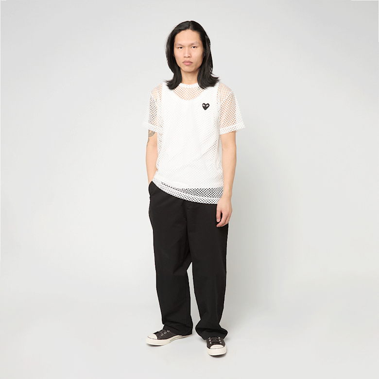Buy Comme des Garcons Play T-Shirt Red Emblem Mesh Black Heart in