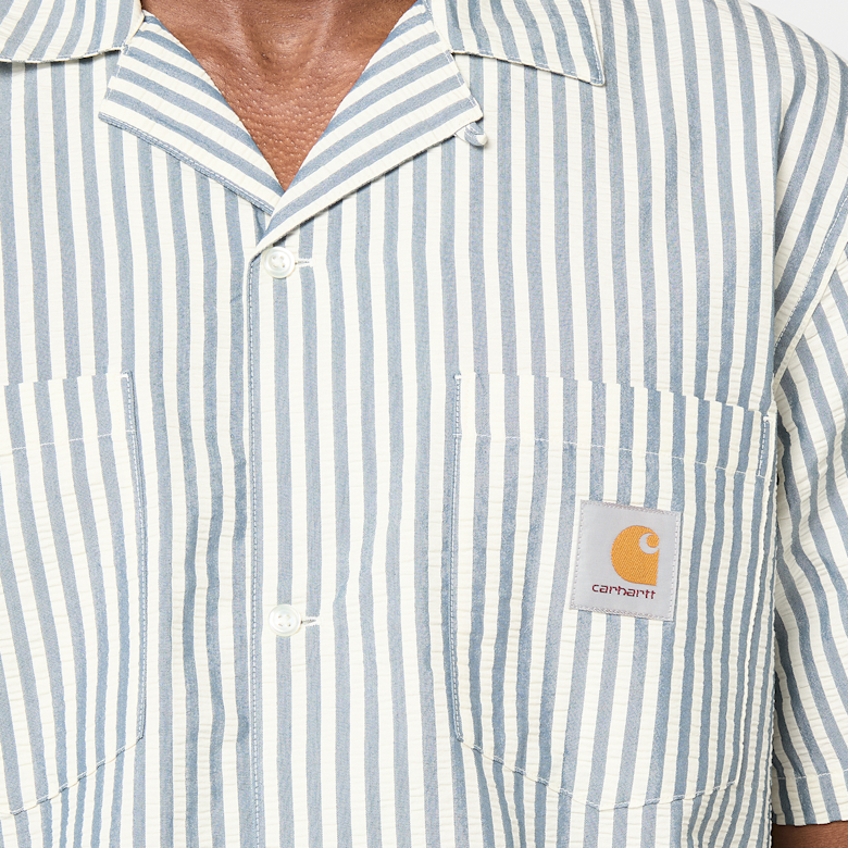 Buy Carhartt WIP Short Sleeve Leavel Shirt in blue | I036203-3K5