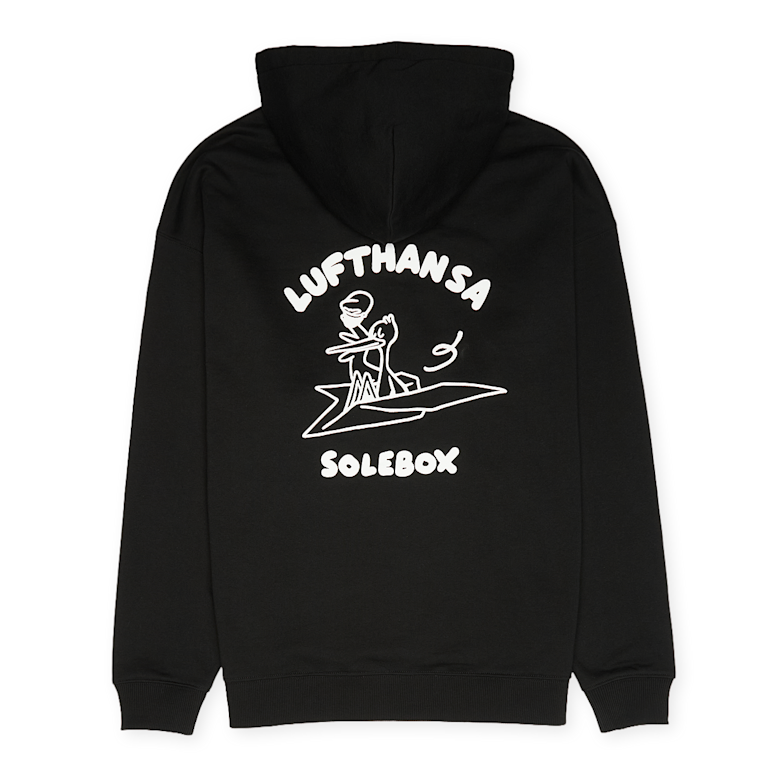 Buy solebox x Lufthansa Paperplane Hoodie in black | SBXLUFTHANSA
